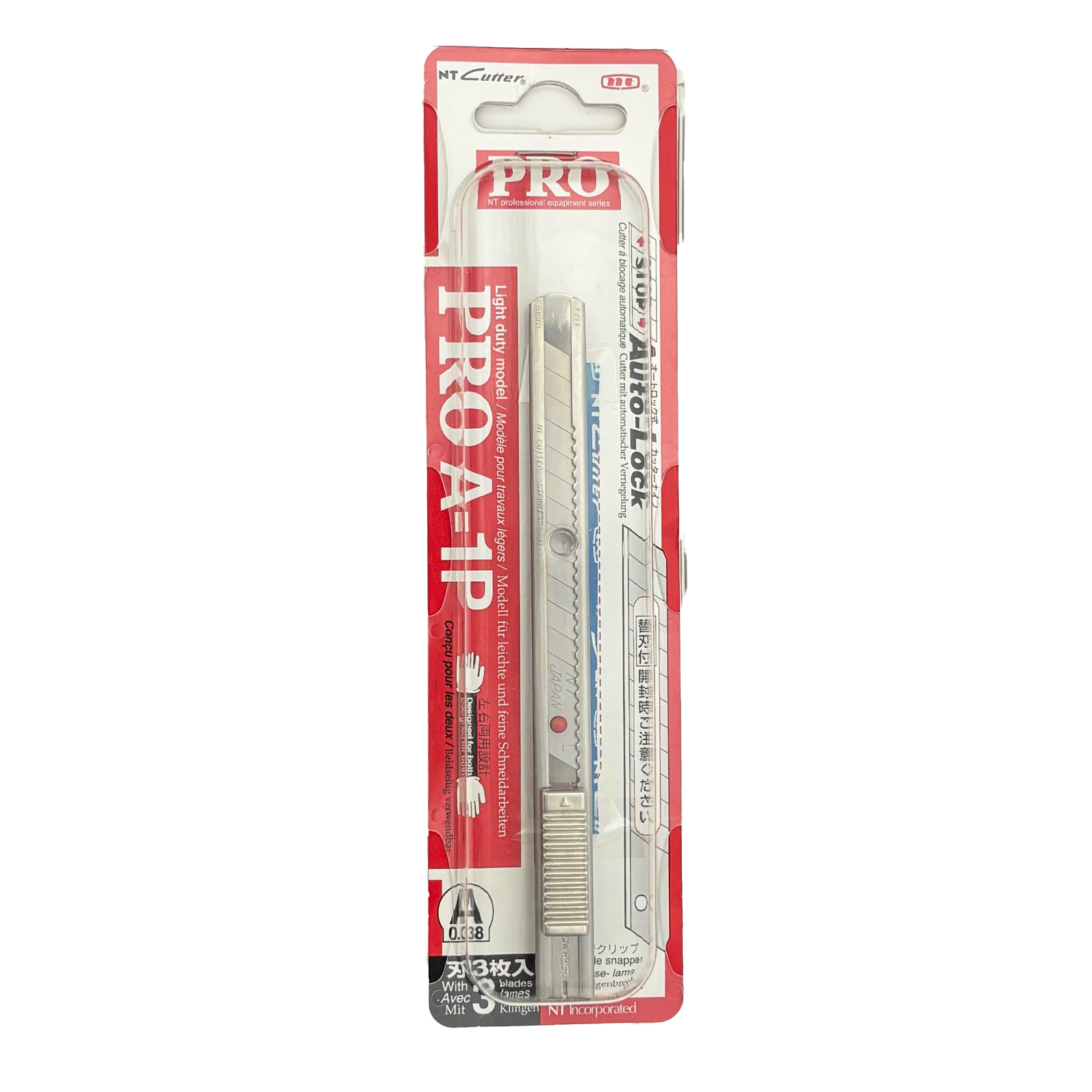 NT Cutter A-1P, boîtier en métal, couleur: argent — Lame 9 mm - OEM h1310505